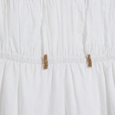 White Ruffle Sleeve Lace Dress