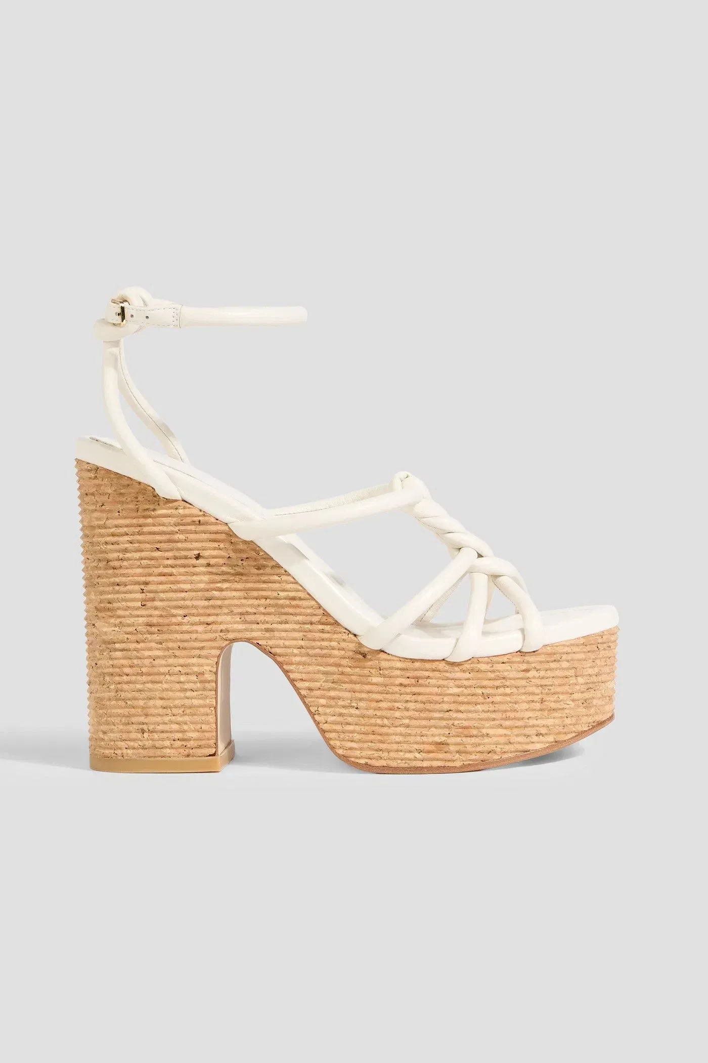 Jimmy Choo Clare 130 Braided Leather Platform Sandals Off-White Women's