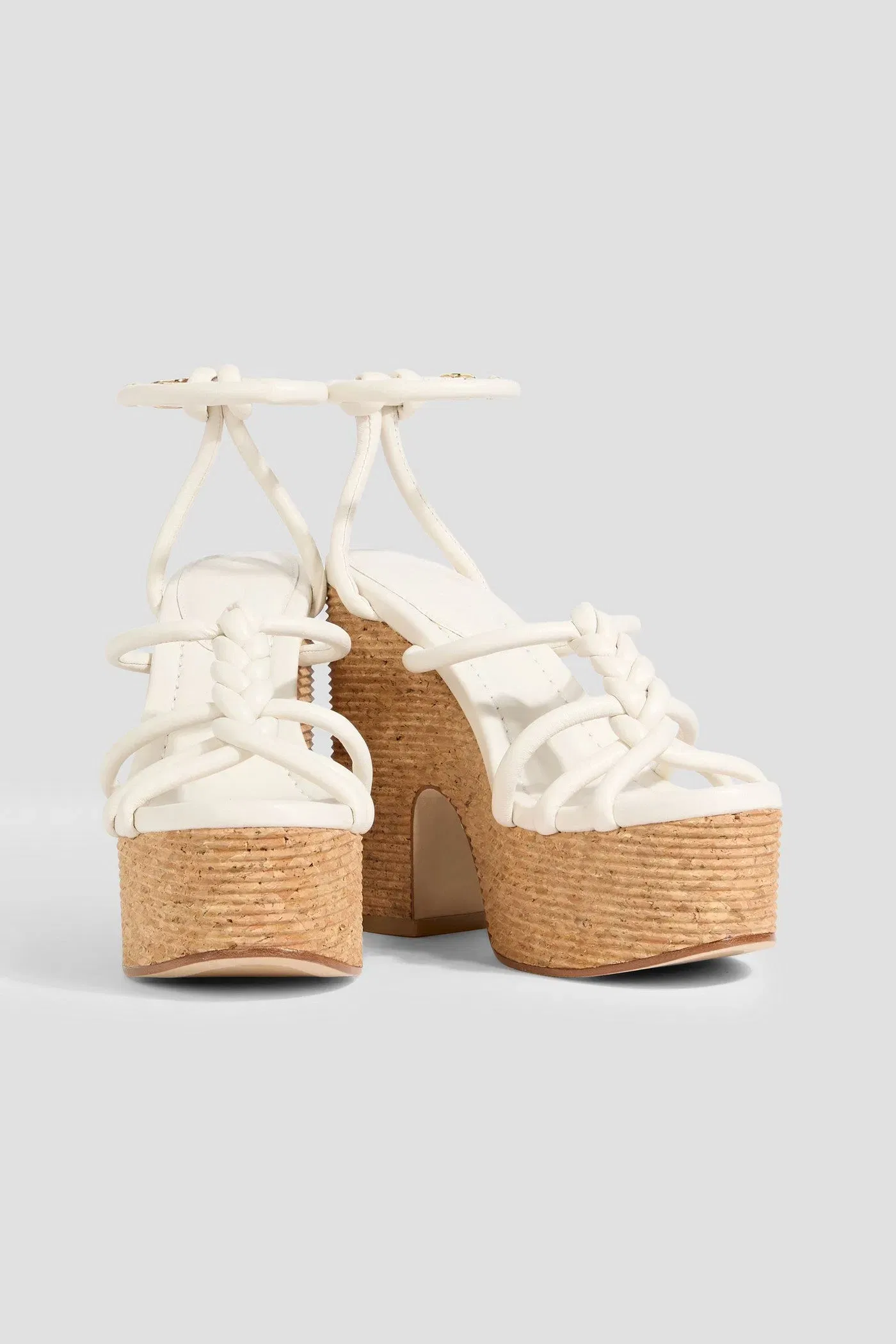 Jimmy Choo Clare 130 Braided Leather Platform Sandals Off-White Women's