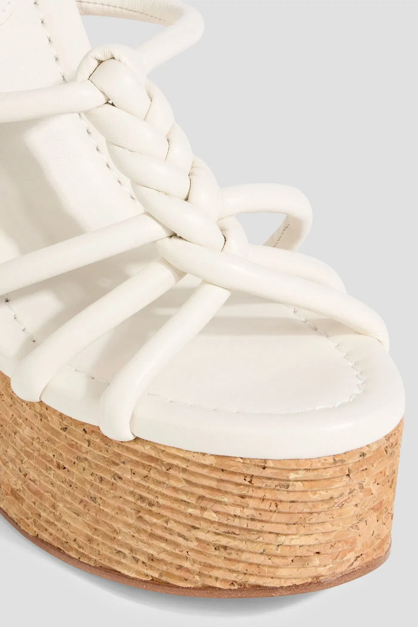 Jimmy Choo Clare 130 Braided Leather Platform Sandals Off-White Women's