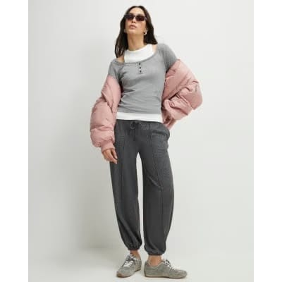 Grey Long Sleeve 2 in 1 Layered Top
