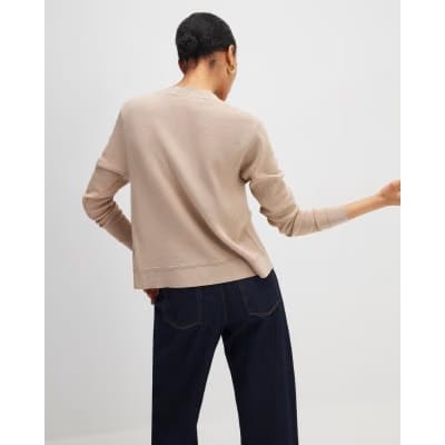 Brown Knit Fitted Scallop Trim Cardigan