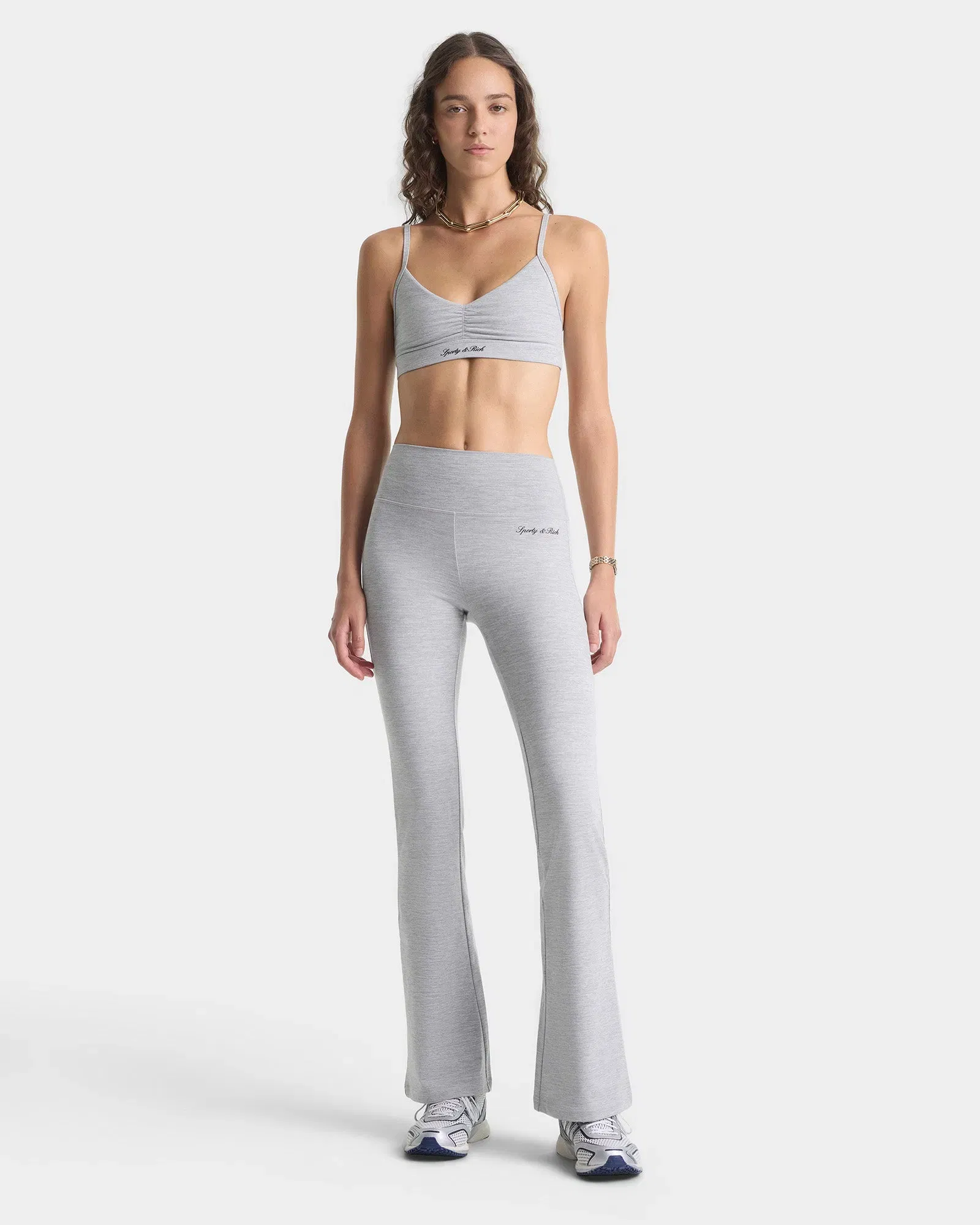 Signature Logo Flared Legging - Heather Gray/Navy