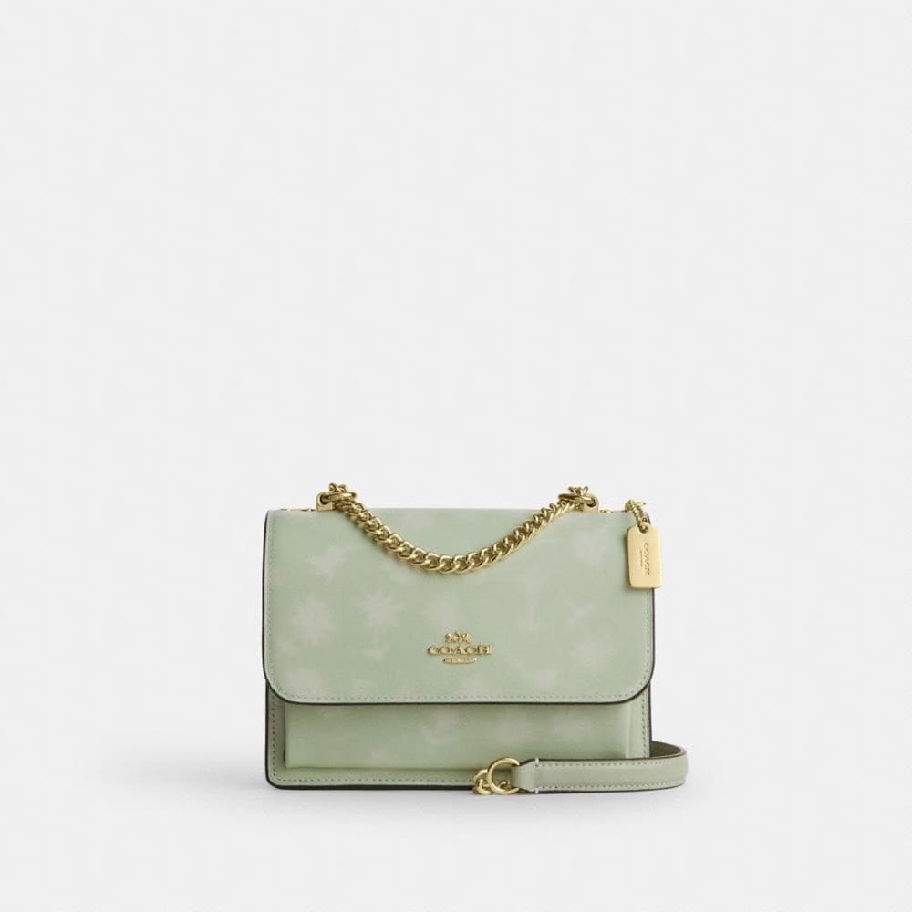 Coach Mini Klare Crossbody Bag With Floral Print Gold Pale Green