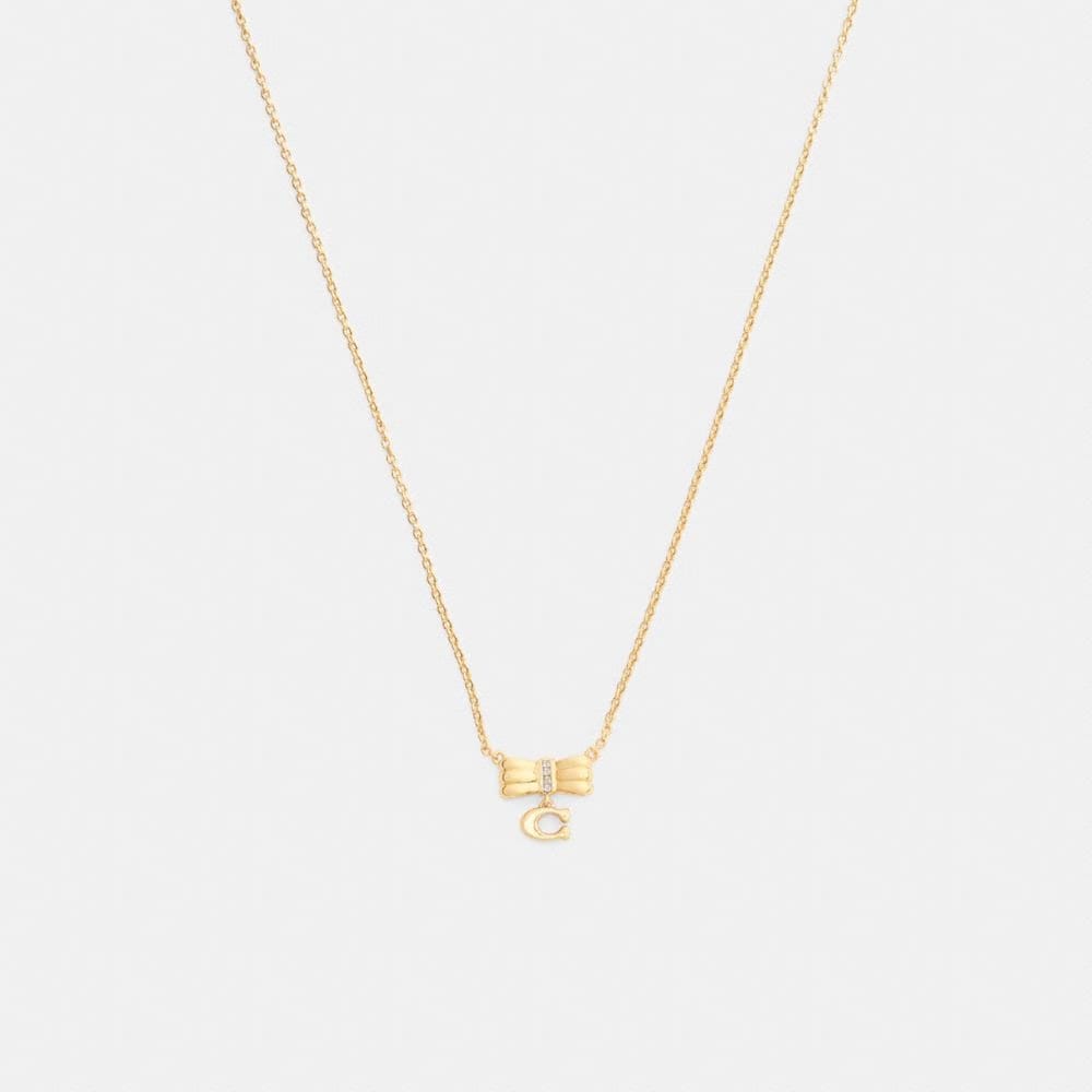 Coach Signature Bow Pendant Necklace Gold