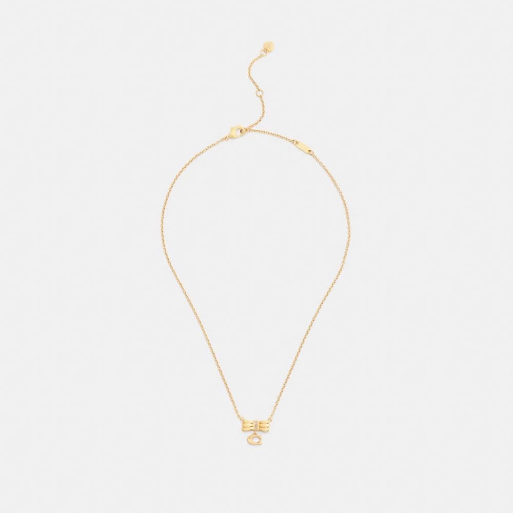 Coach Signature Bow Pendant Necklace Gold