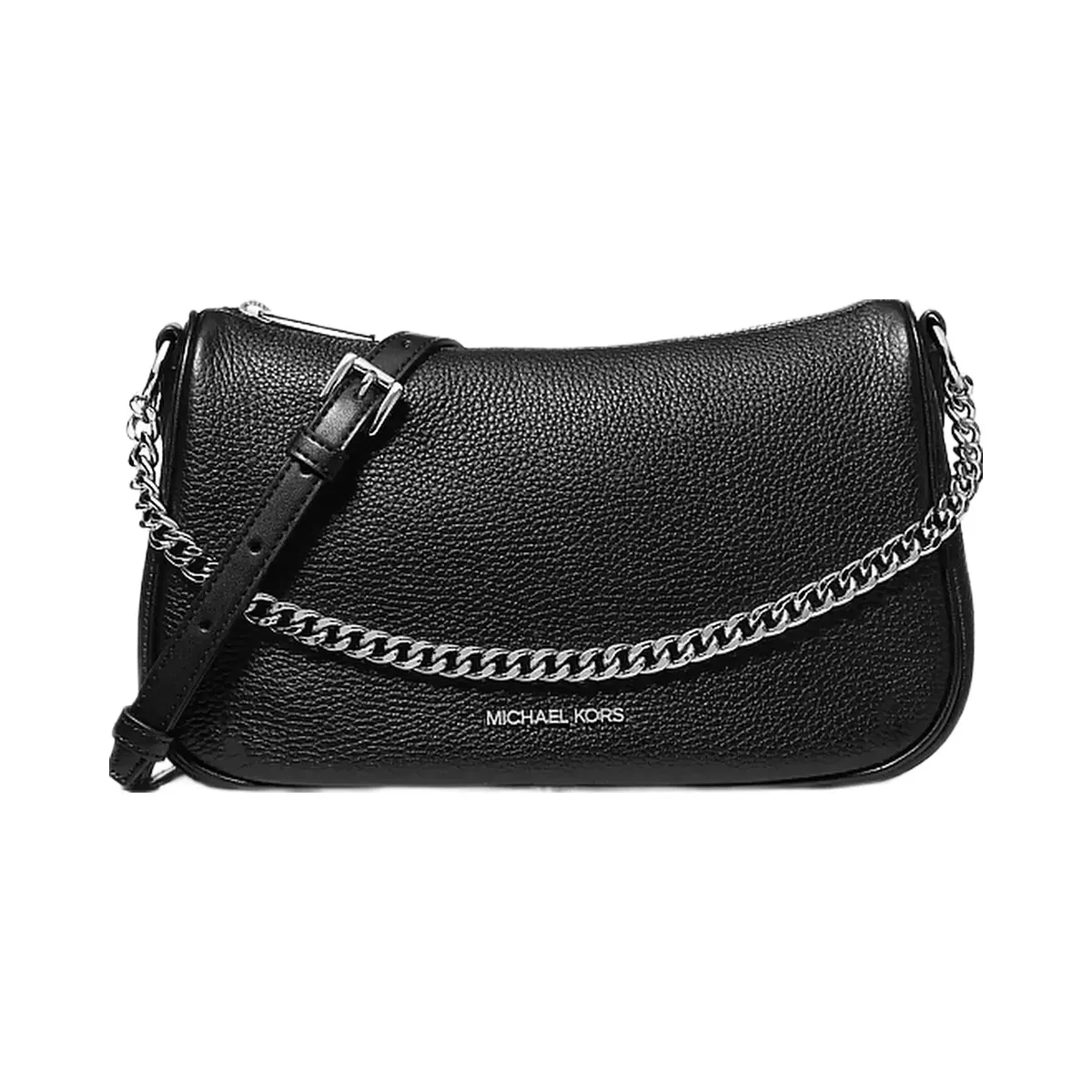Michael Kors Carmela Medium Pebbled Leather Crossbody Bag Black