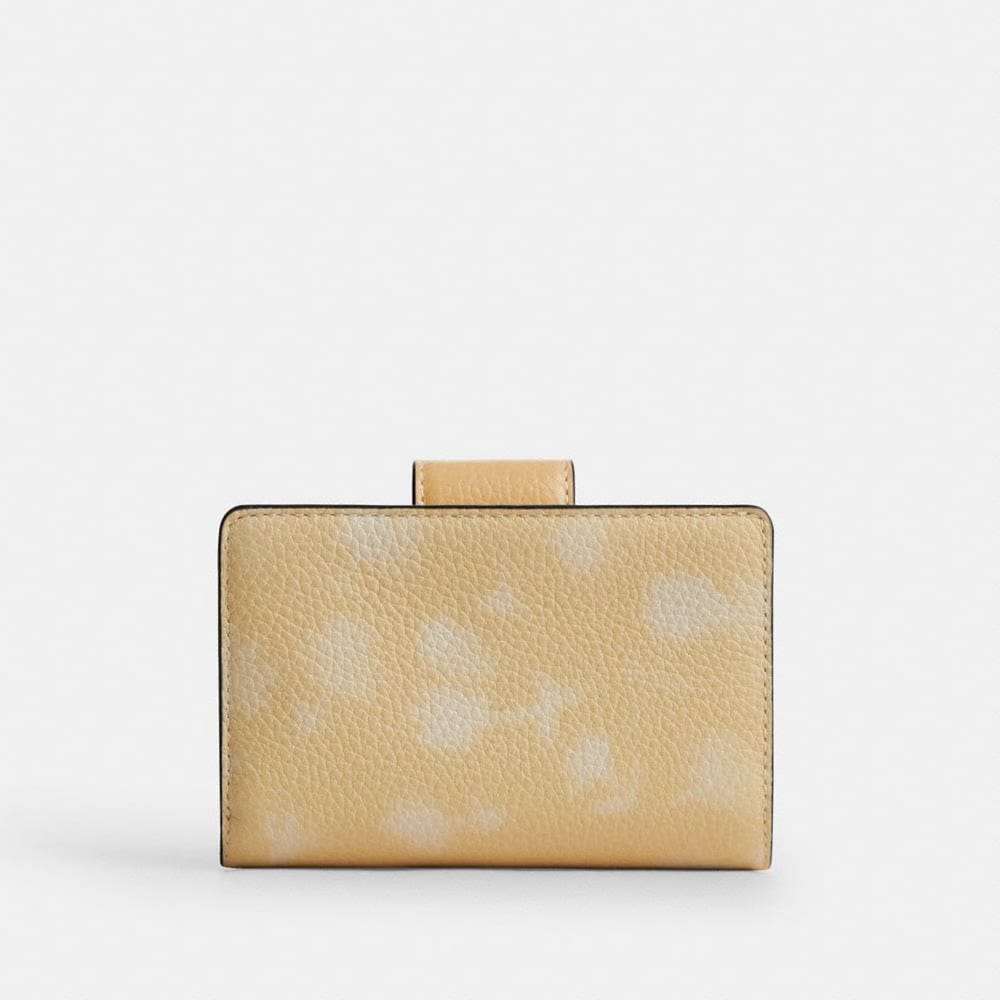 Coach Medium Corner Zip Wallet With Floral Print Silver Washed Yellow