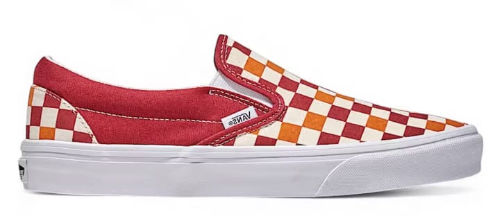 Vans Classic Slip-On Checkerboard Racing Red White Metallic