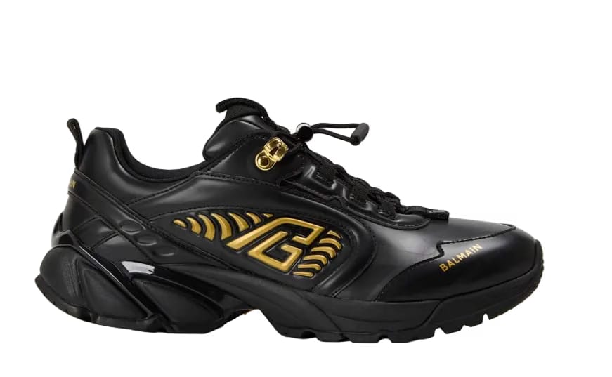 BALMAIN Men's Cosmic Dust Low-Top Trainers ' Black/Gold'