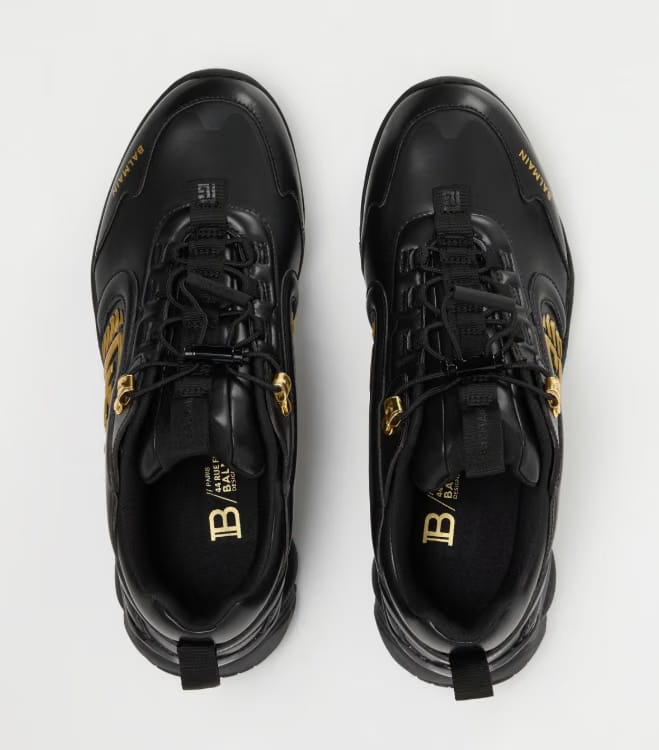 BALMAIN Men's Cosmic Dust Low-Top Trainers ' Black/Gold'