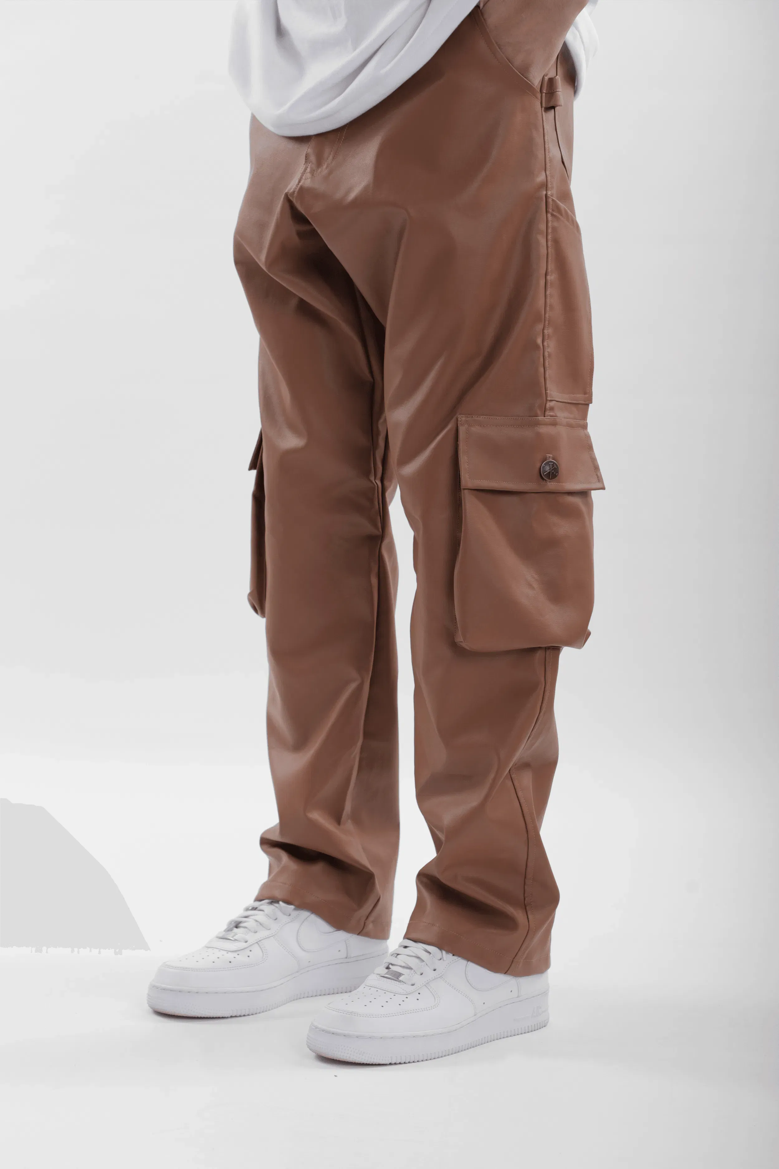 Leather Carpenter Pants - Brown
