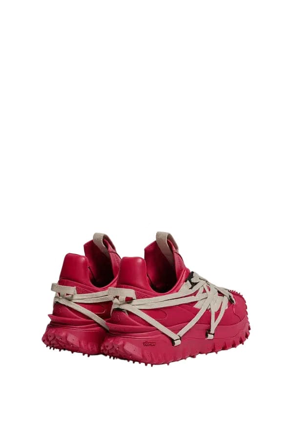 Moncler Moncler + Rick Owens Trailgrip Megalace Leather Sneakers Berry Red