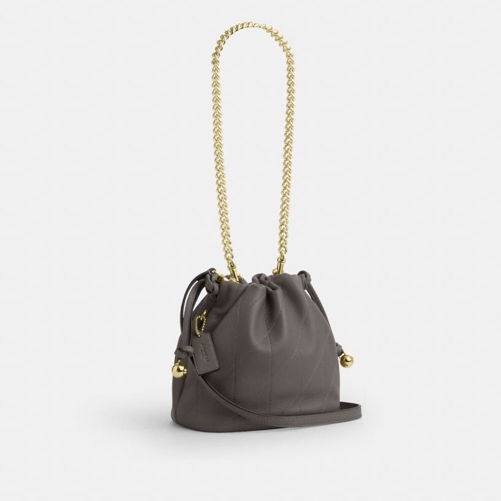 Coach Faye Mini Drawstring Bag With Quilting Gold Slate