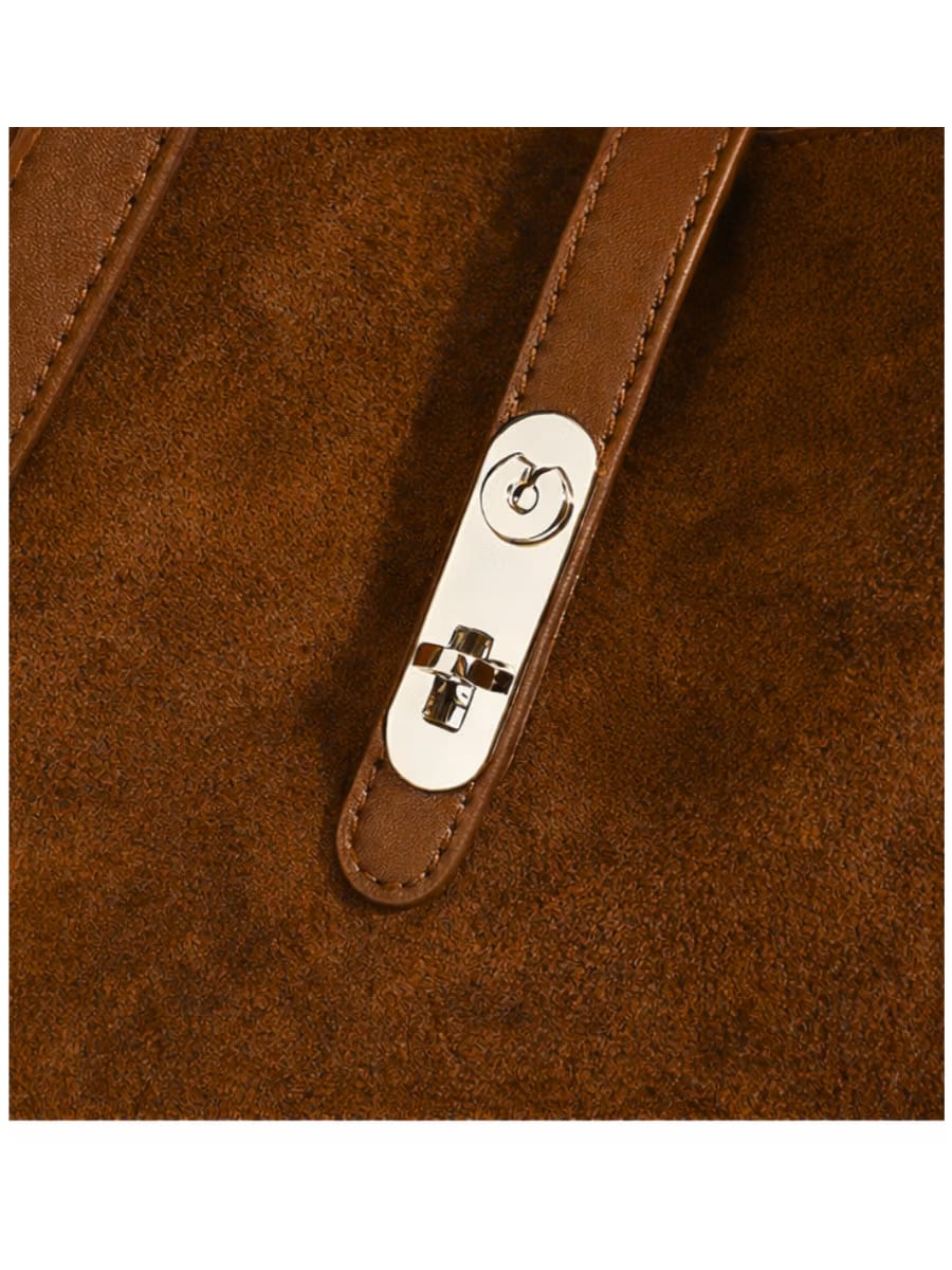 Toscana-Ladies suede leather bucket bag, col. Dark Brown