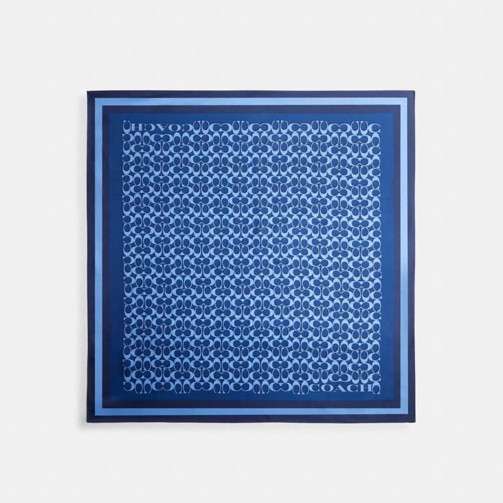 Coach Signature Silk Square Scarf True Blue