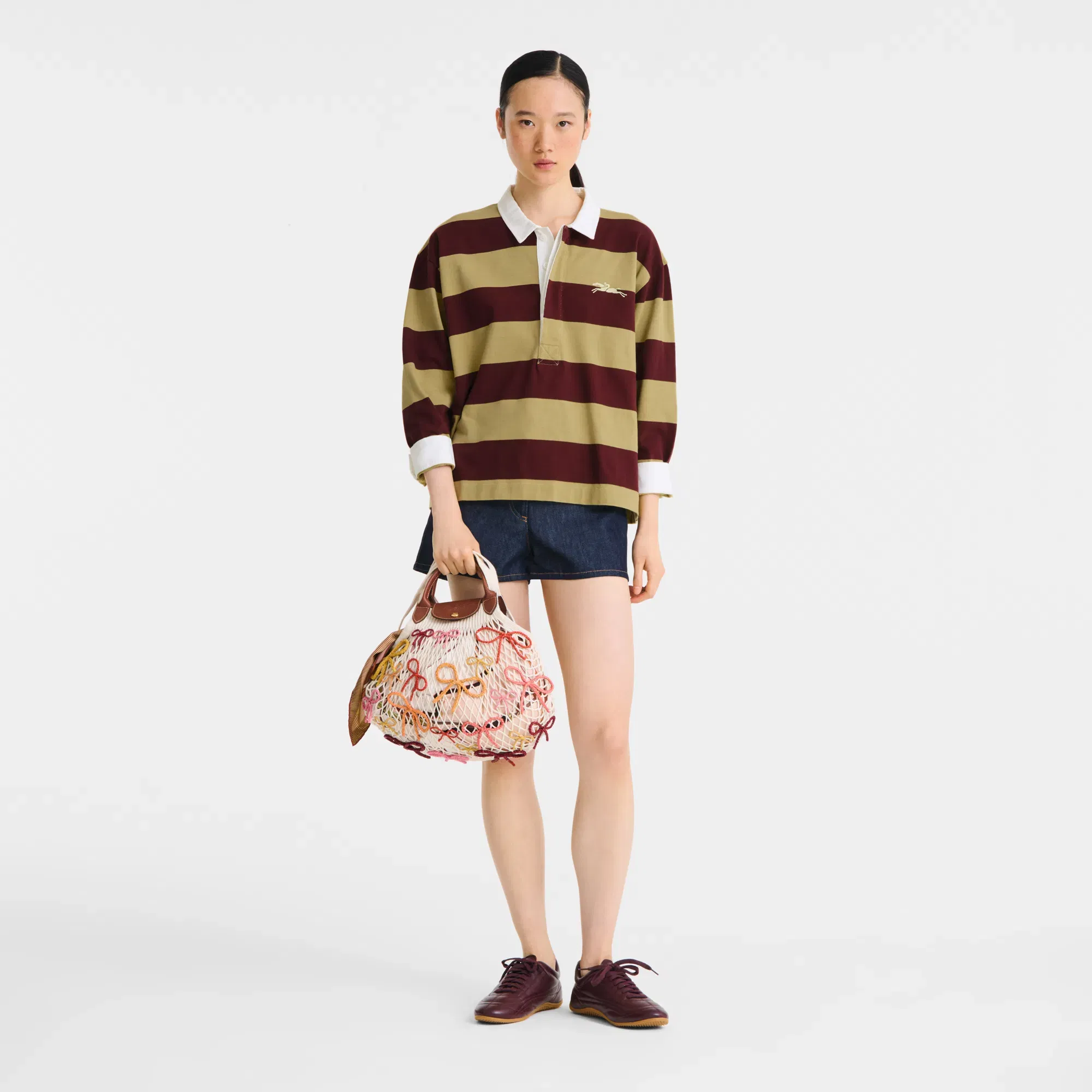 Longchamp Le Pliage Collection L Mesh bag Ecru