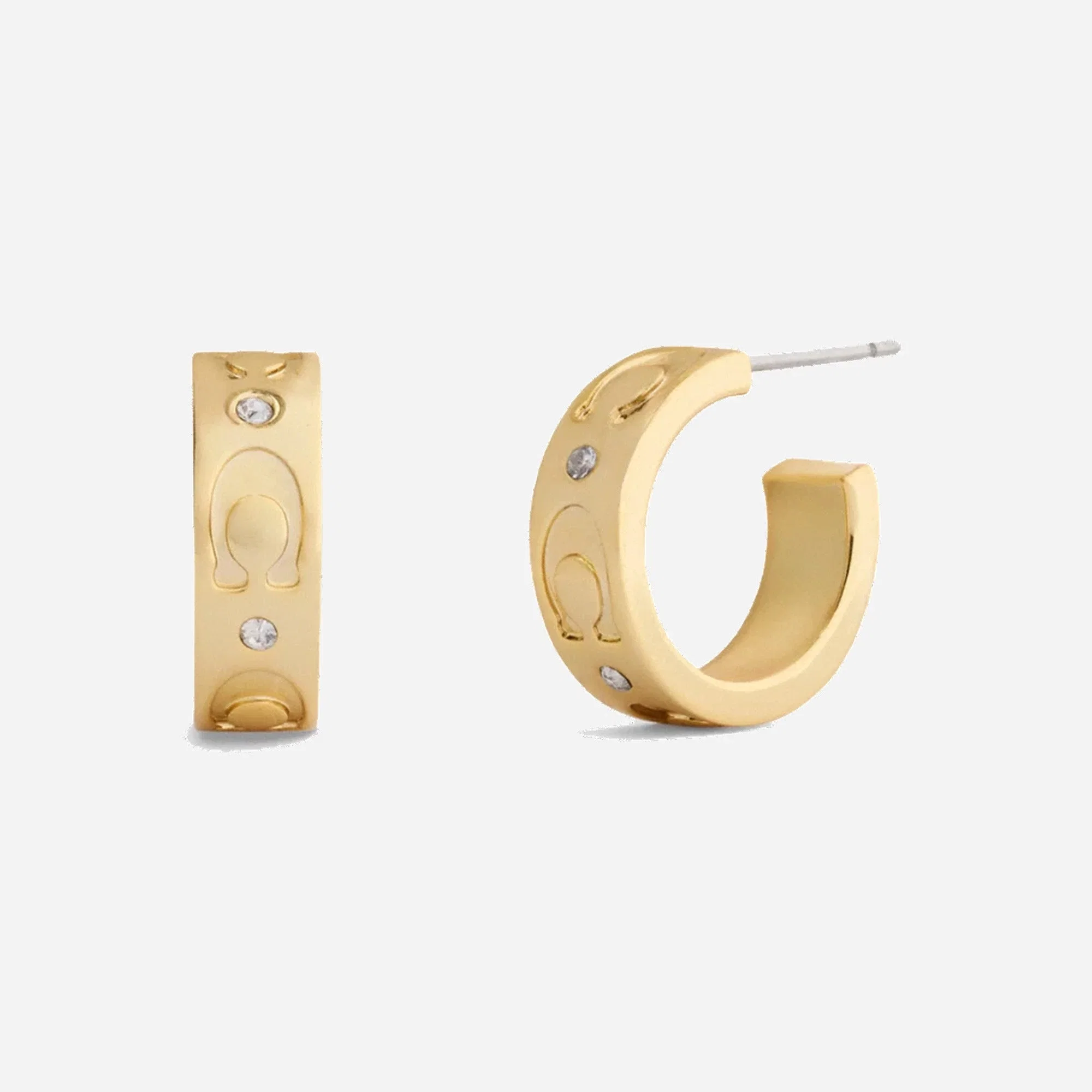 Coach Repeated C Huggie Earrings Gold