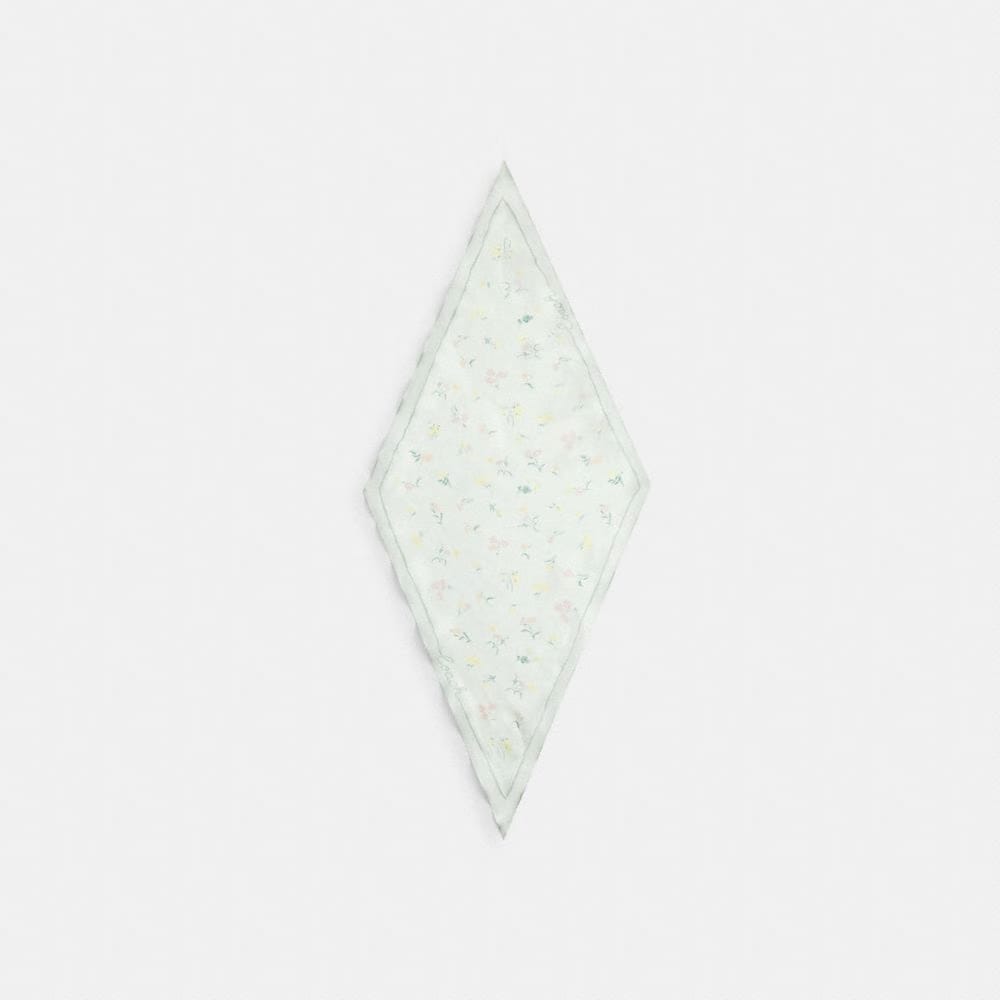 Coach Tossed Floral Print Silk Diamond Scarf Pistachio