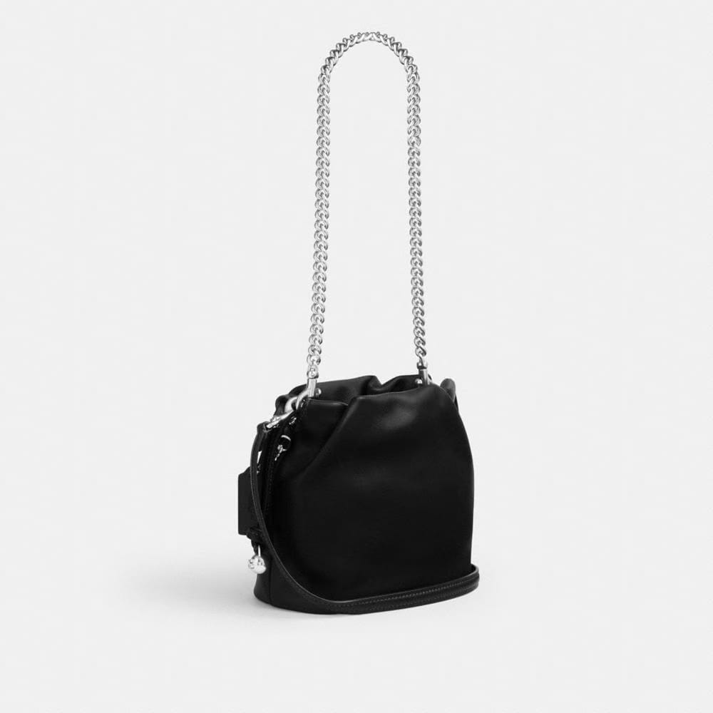 Coach Faye Mini Drawstring Bag Silver Black