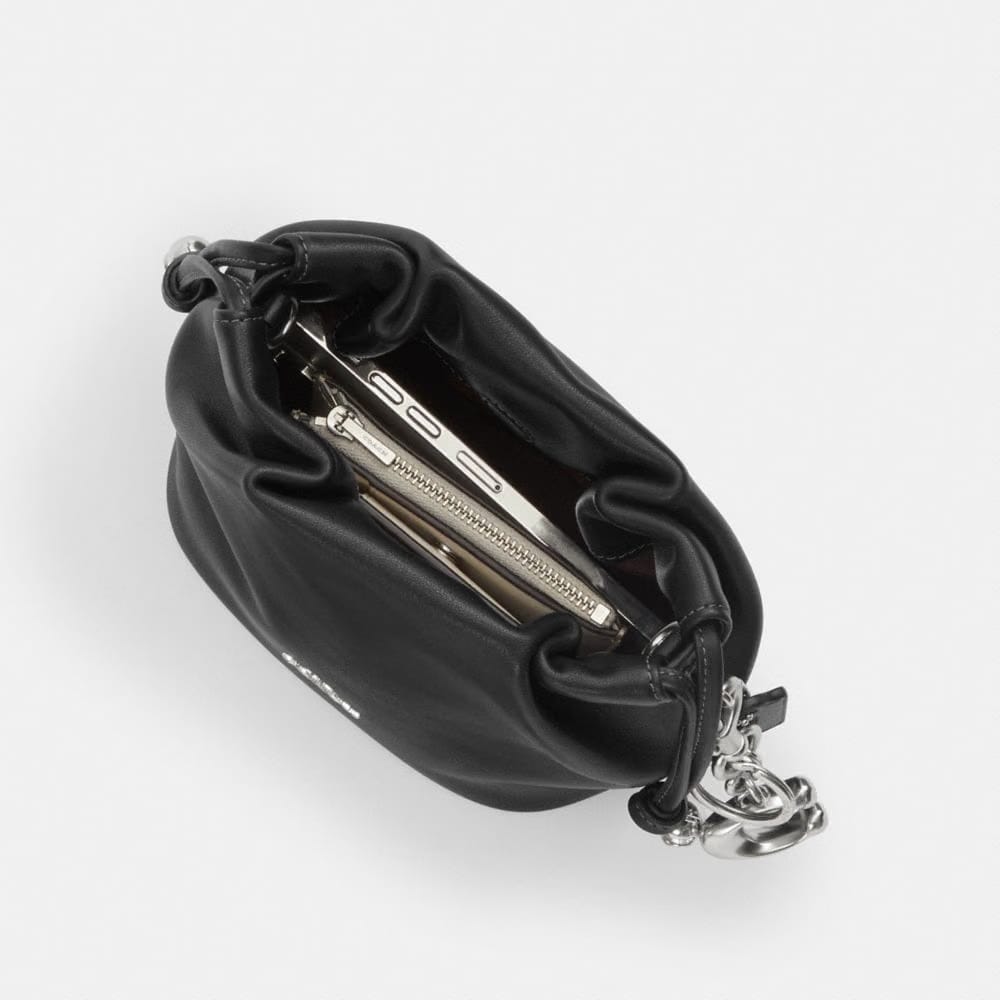 Coach Faye Mini Drawstring Bag Silver Black