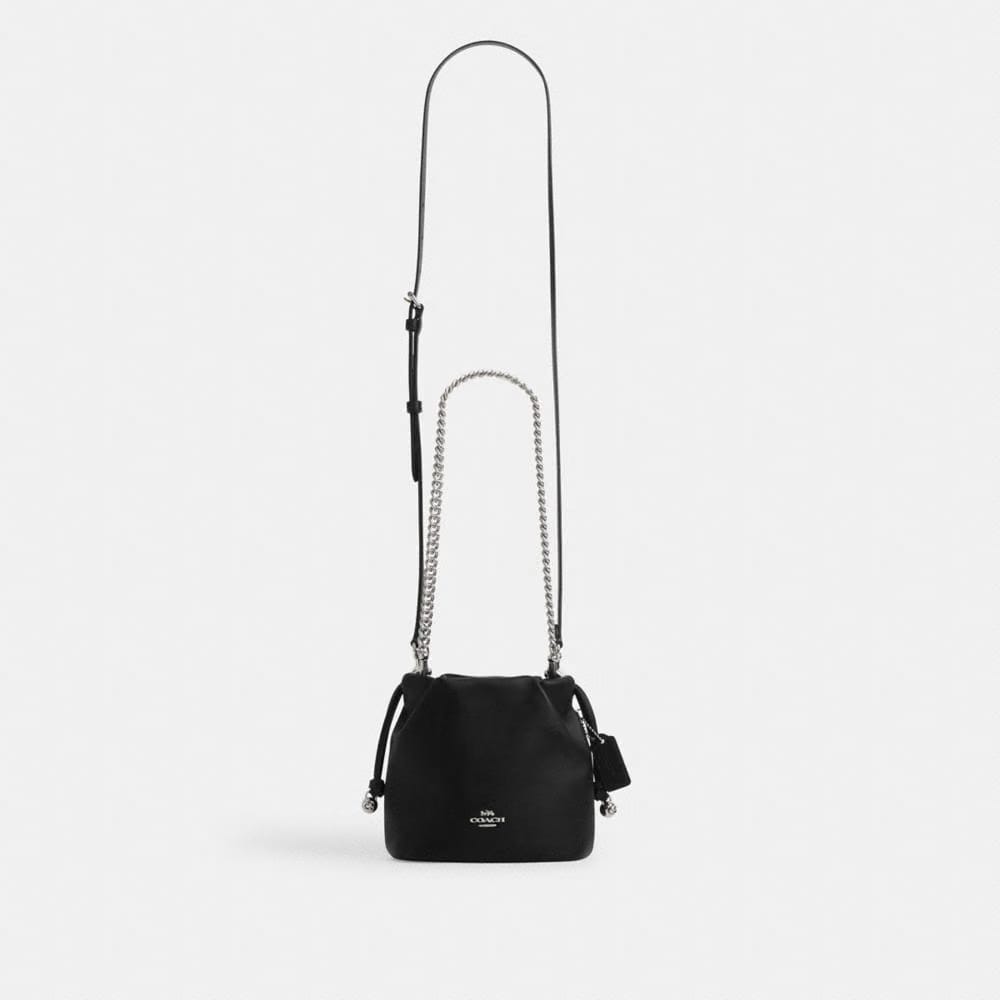 Coach Faye Mini Drawstring Bag Silver Black