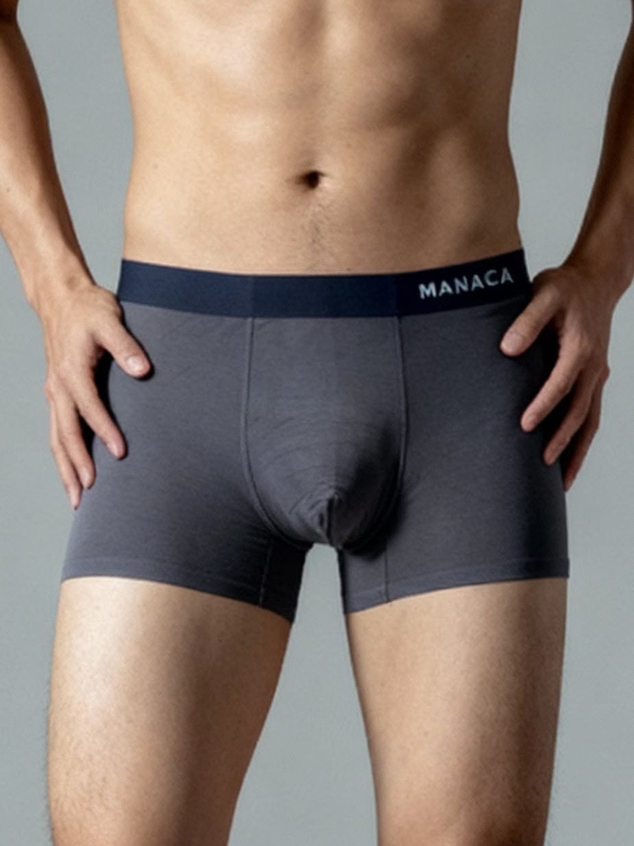 Men V Walks Dark Grey Solid Premium Elastic Trunk by Manaca