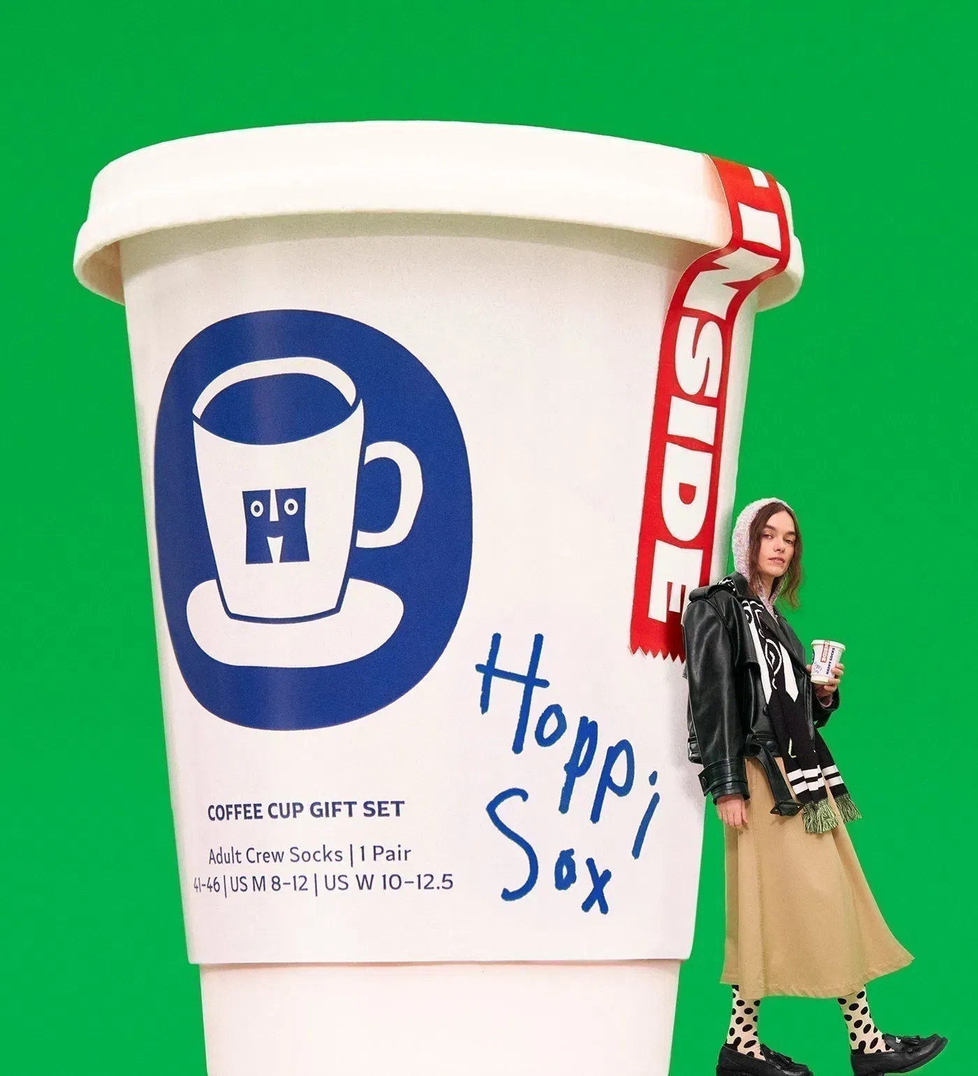 Happy Socks Unisex 1-Pack Coffee Cup Crew Length Socks Gift Set for Women and Men