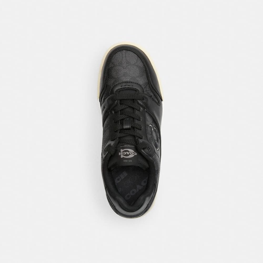 Women's Coach Soho Sneaker With Signature Canvas Charcoal Black