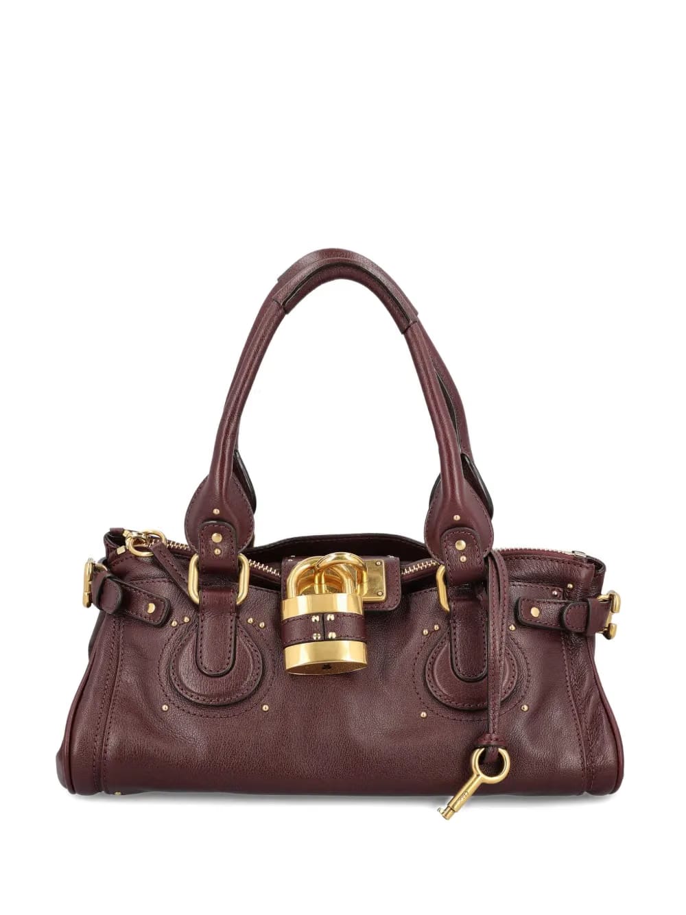 padlock leather tote bag