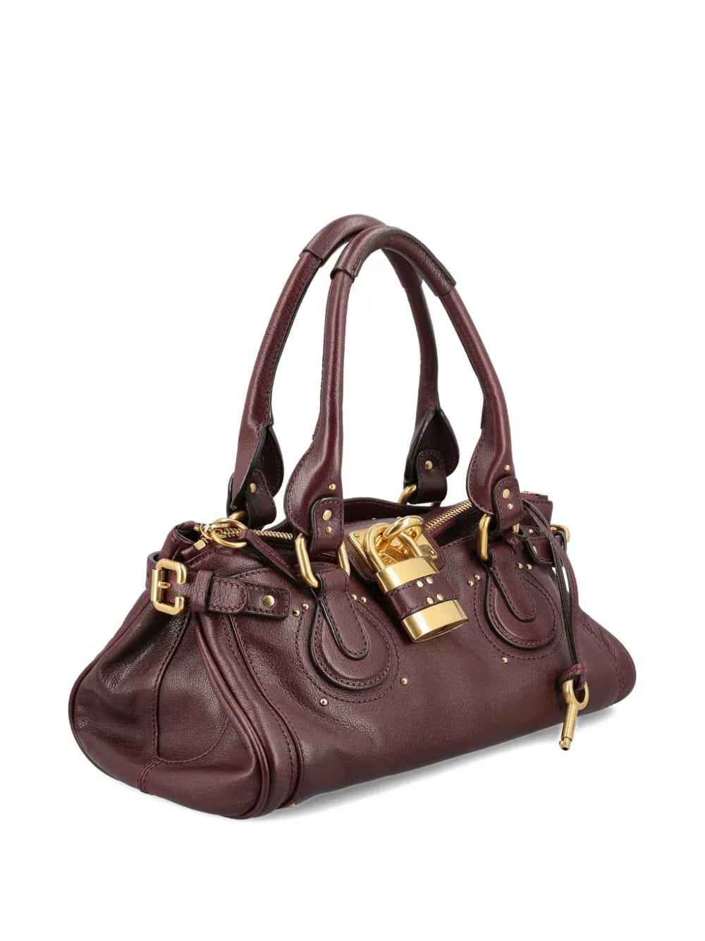 padlock leather tote bag