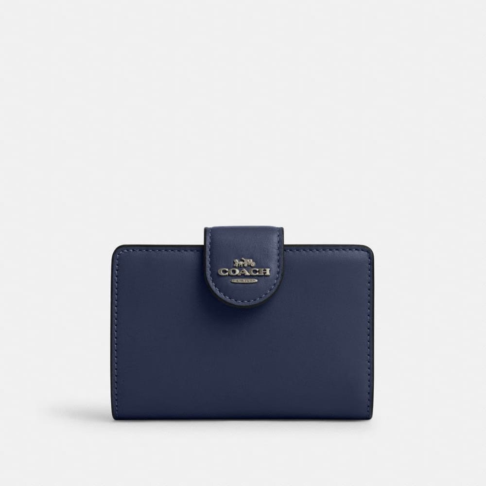 Coach Medium Corner Zip Wallet Black Antique Nickel True Navy