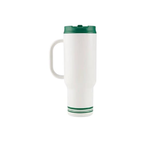 Starbucks Retro White & Green Series: Stylish, High-Capacity, Simple & Practical Stainless Steel Tumbler with Dual Drinking Openings (1189ml)