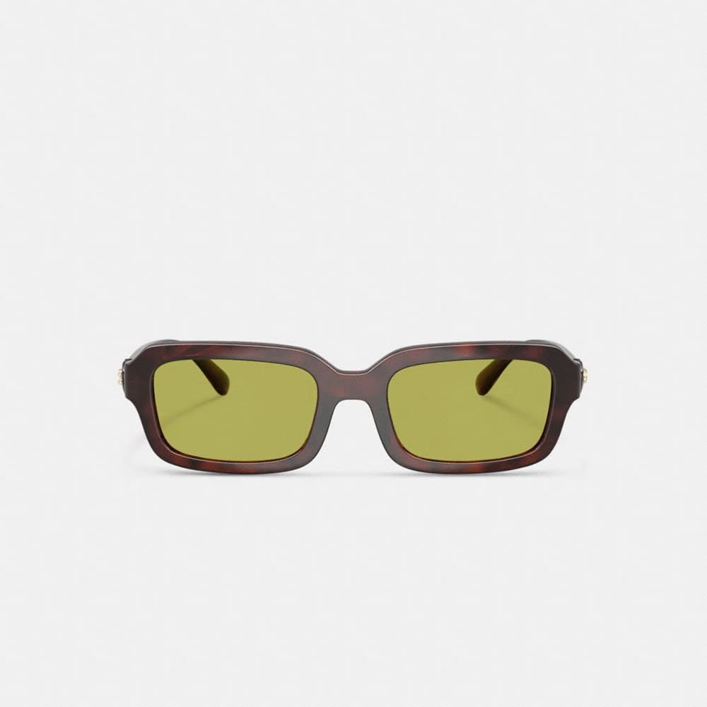 Coach C Heart Narrow Square Sunglassses Dark Tortoise