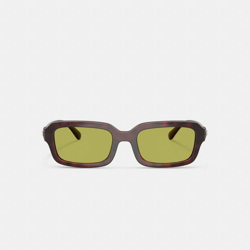 Coach C Heart Narrow Square Sunglassses Dark Tortoise
