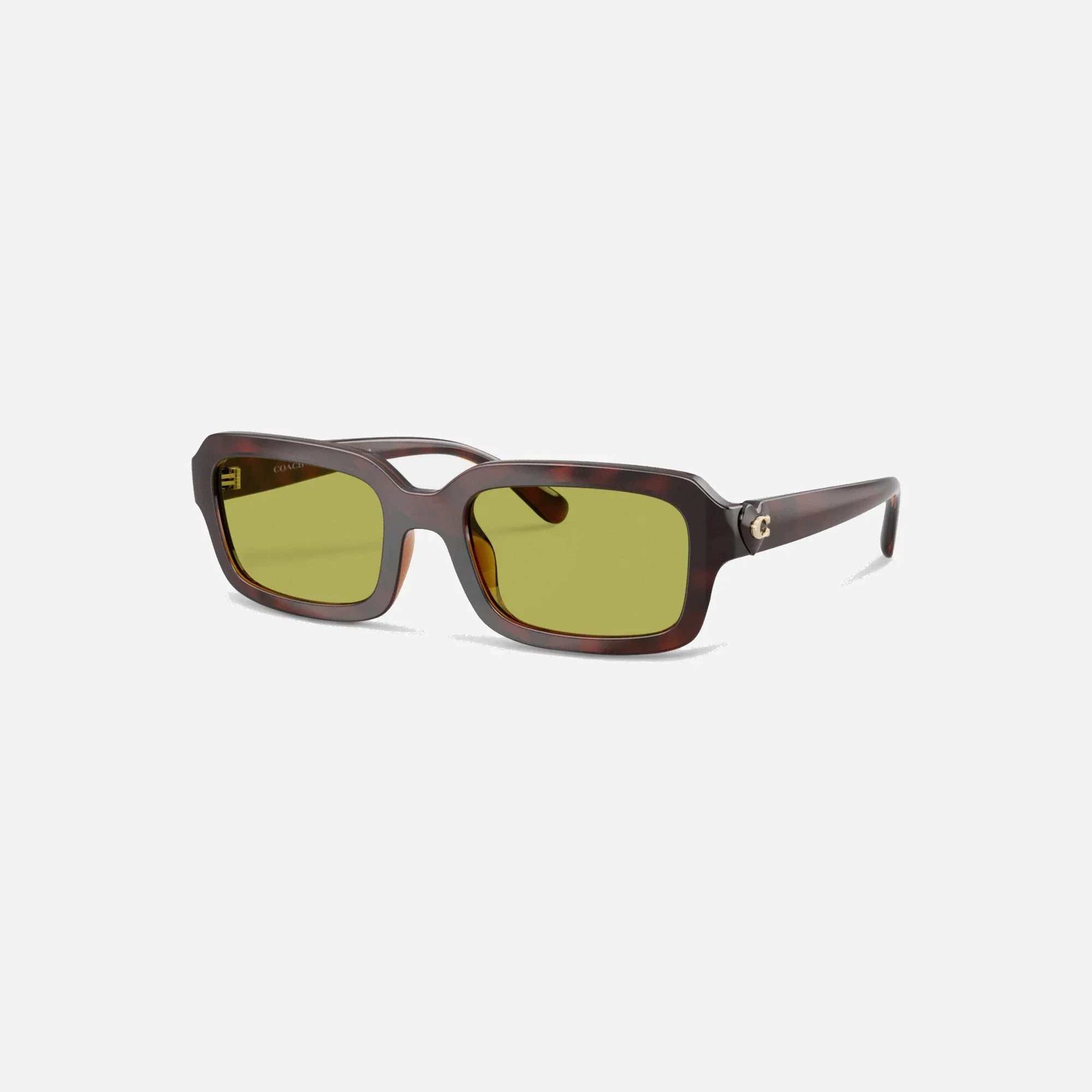 Coach C Heart Narrow Square Sunglassses Dark Tortoise