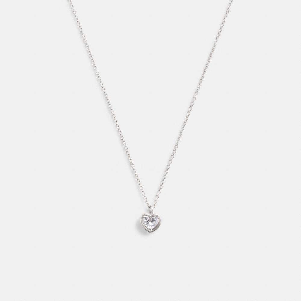 Coach Halo Heart Pendant Necklace Silver
