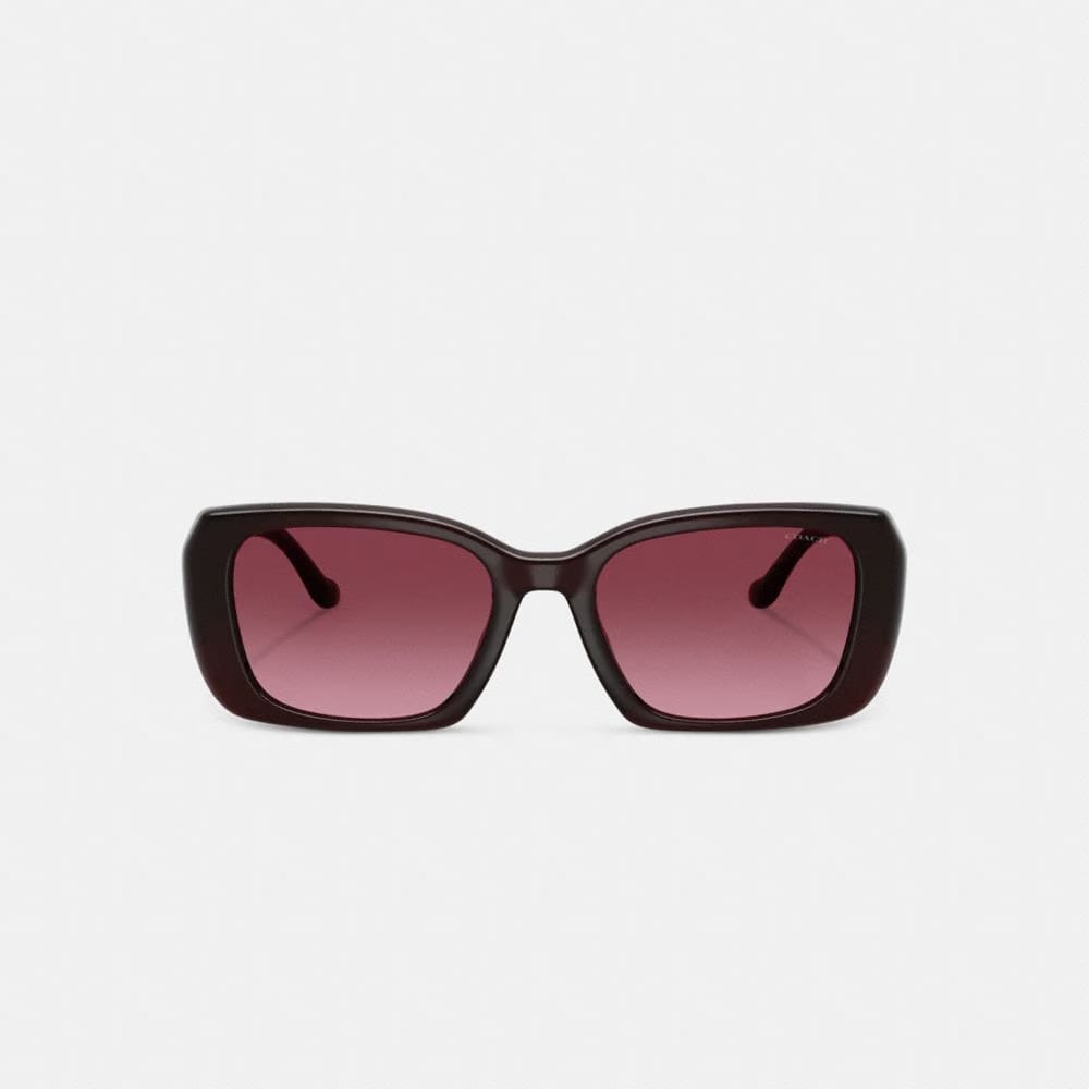 Coach Maxi Sculpted C Oversized Rectangle Sunglasses Merlot