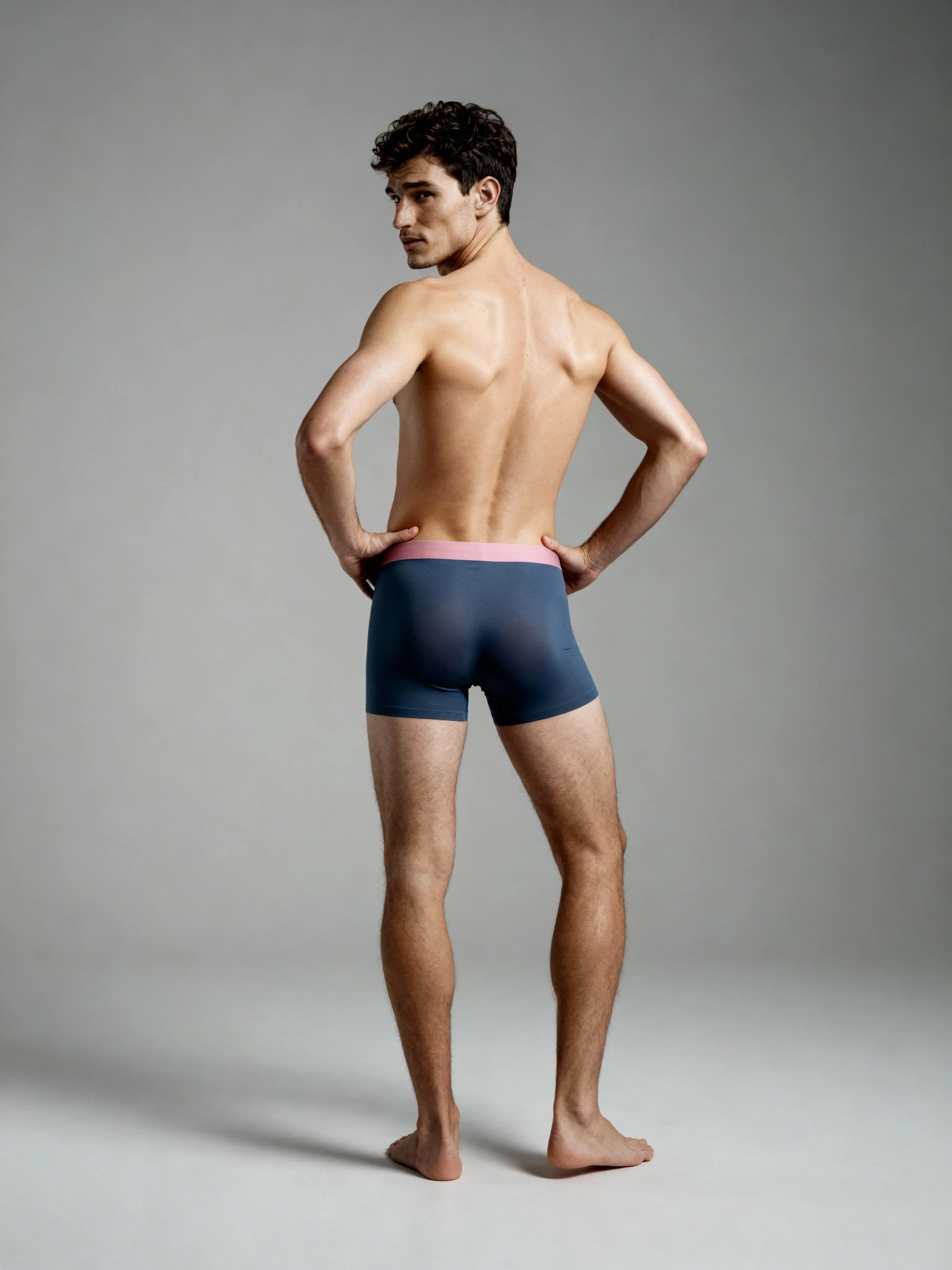 Men Pink Blue Solid Luxury Elastic Trunk by Manaca