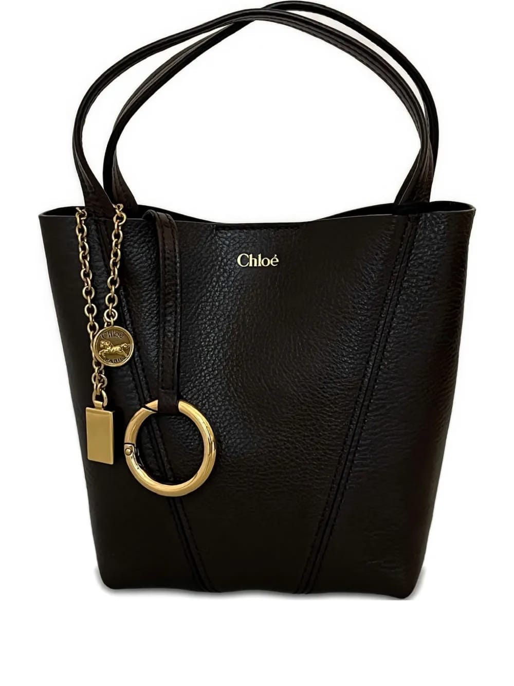 leather-trimmed chain-detail shoulder bag