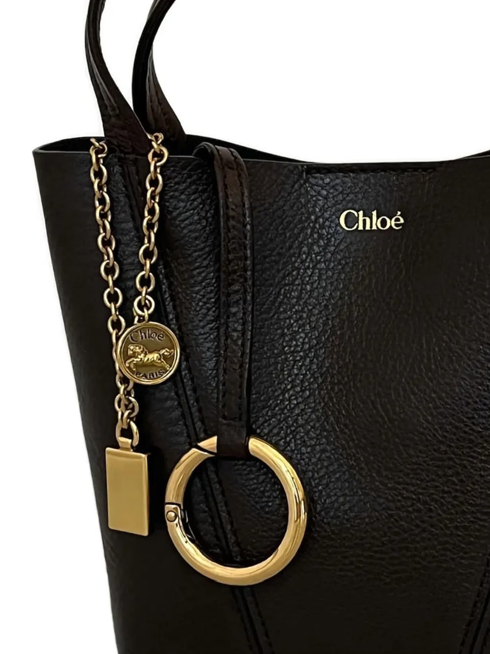 leather-trimmed chain-detail shoulder bag