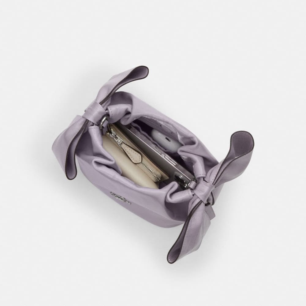 Coach Faye Mini Drawstring Bag With Bows Silver Light Amethyst
