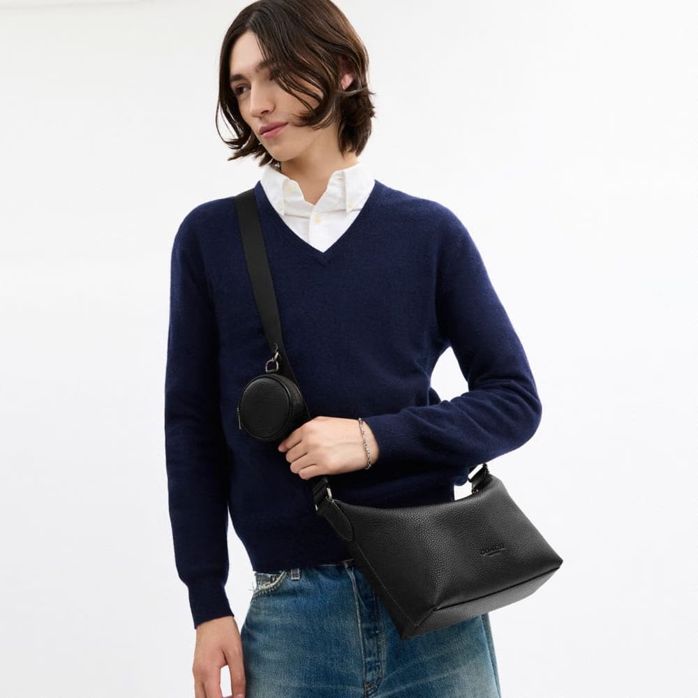 Coach Small Finn Crossbody Bag With Pouch Gunmetal Black