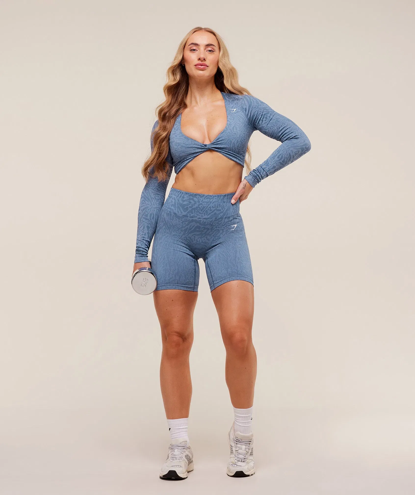 Gymshark Adapt Animal Seamless Shorts - Worn Blue/Peri Blue