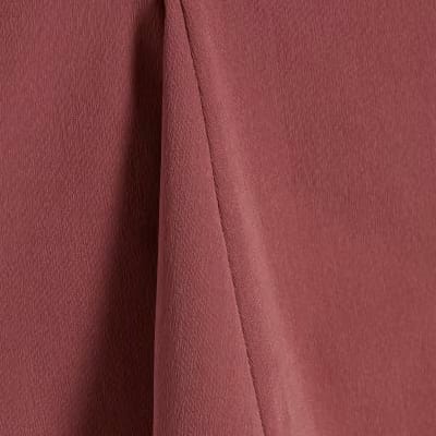 Pink Sleeveless Peplum Bandeau Top