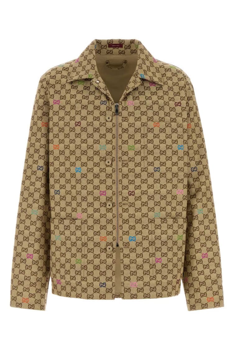 Gucci Brown Logo Canvas Blazer