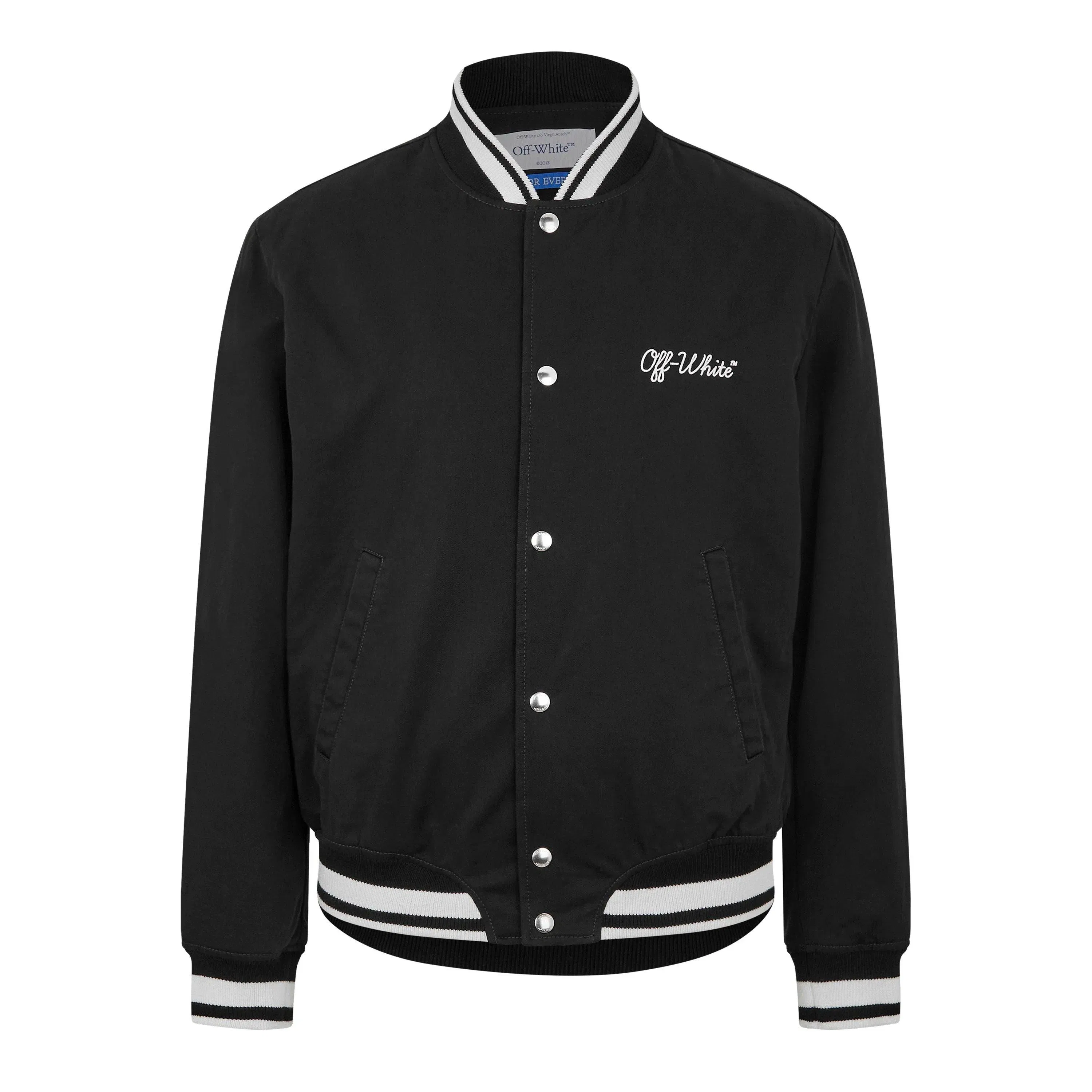 Script Cotton Long Sleeve Varsity Jacket