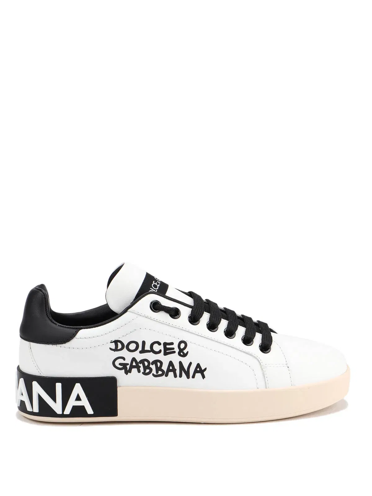 Luxury White Leather DG Logo Low-Top Sneakers