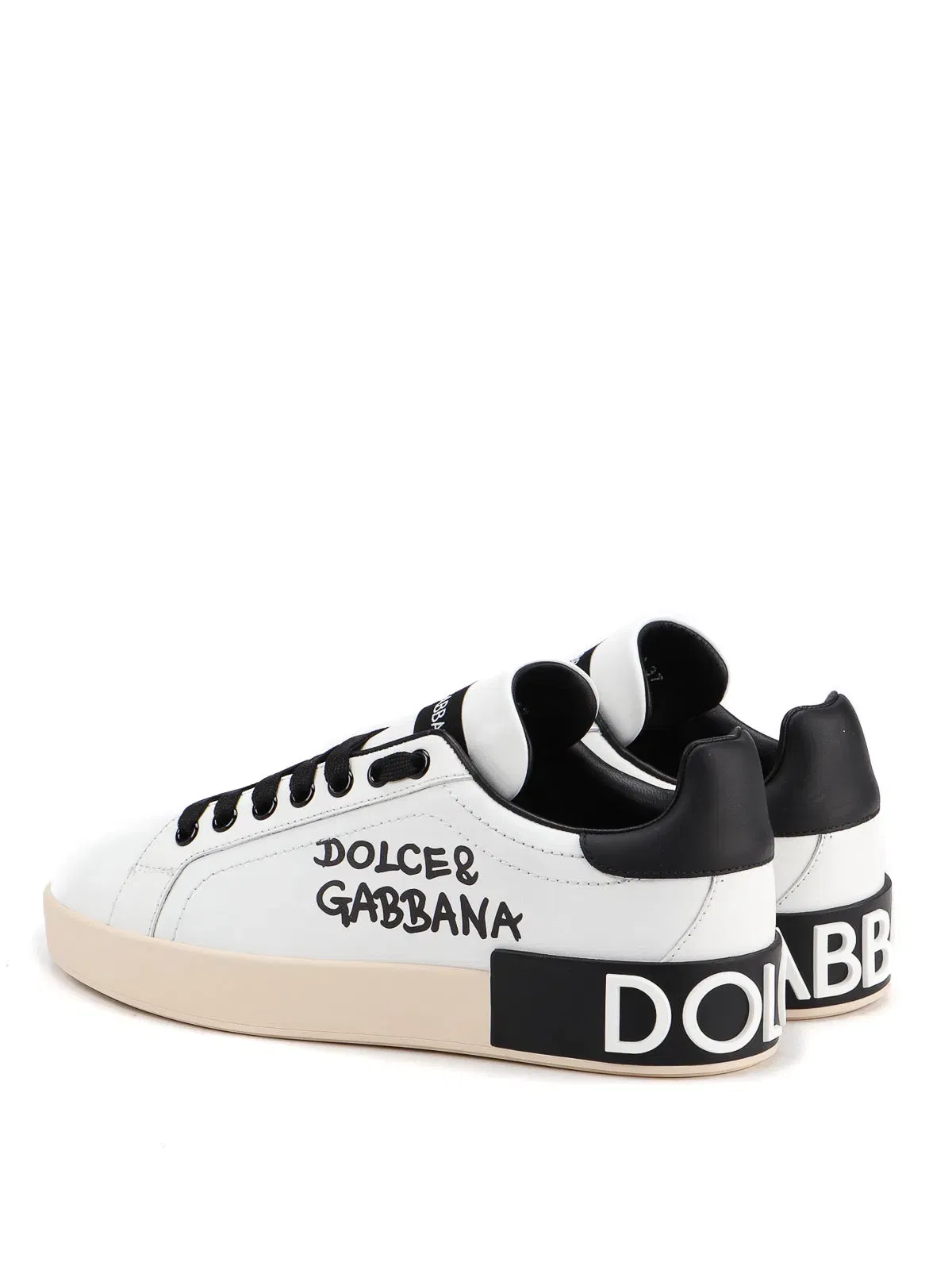 Luxury White Leather DG Logo Low-Top Sneakers