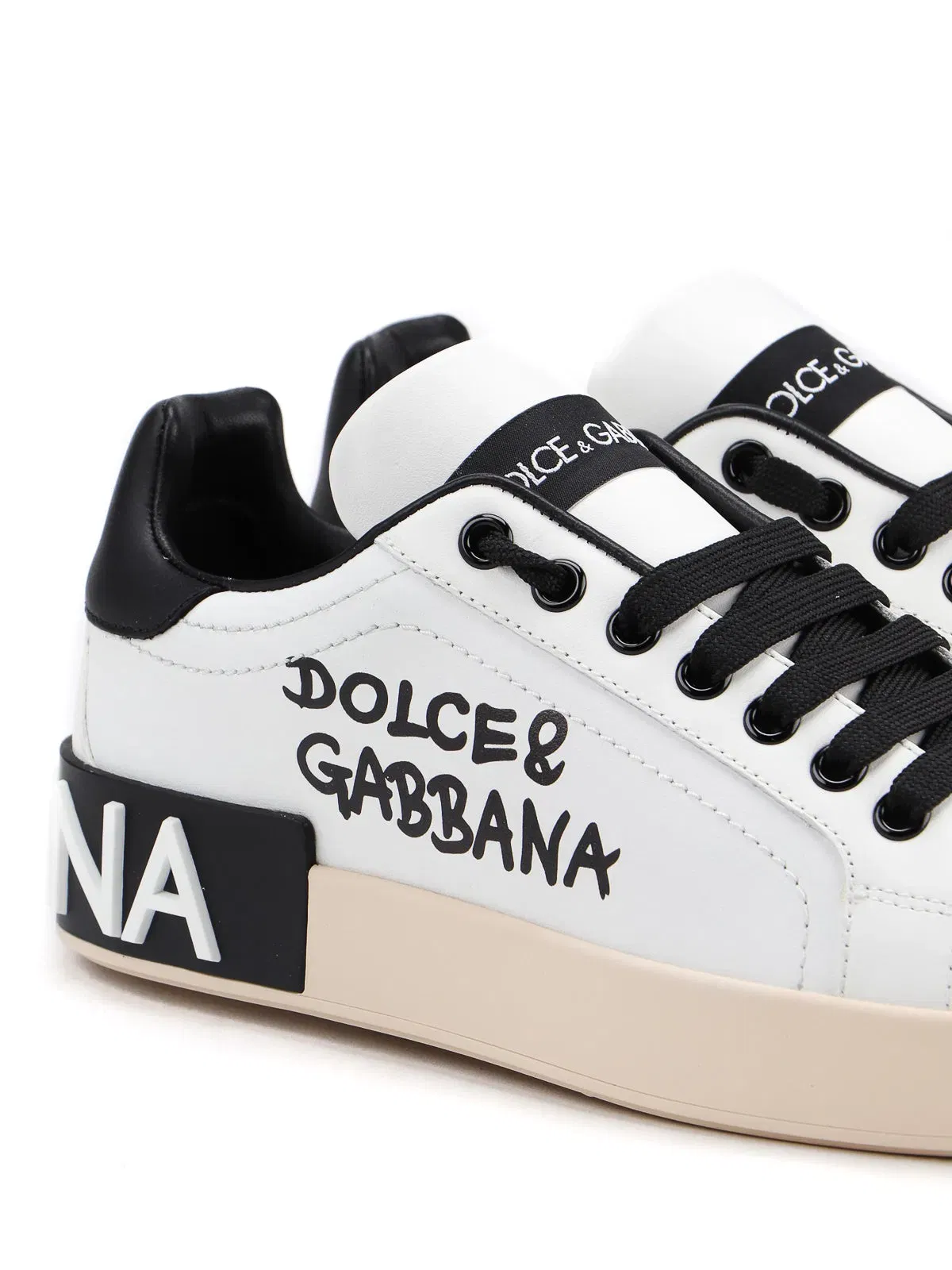 Luxury White Leather DG Logo Low-Top Sneakers
